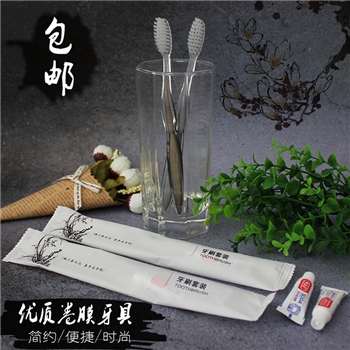 【卷膜系列】晟萱 卷膜系列牙具-7.5克（含毛）双色精致金、银两色 白色磨尖丝牙刷+3g牙劲健牙膏  1000支/箱（金+银）